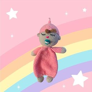 Handmade Crochet sleeping Baby girl Doll with pacifier.